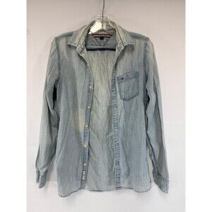 Tommy Hilfiger Women’s Button Down Vintage Light Blue Size XS Y2K